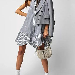 Free People Be Real Mini Dress Striped Printed Smocked NWT M